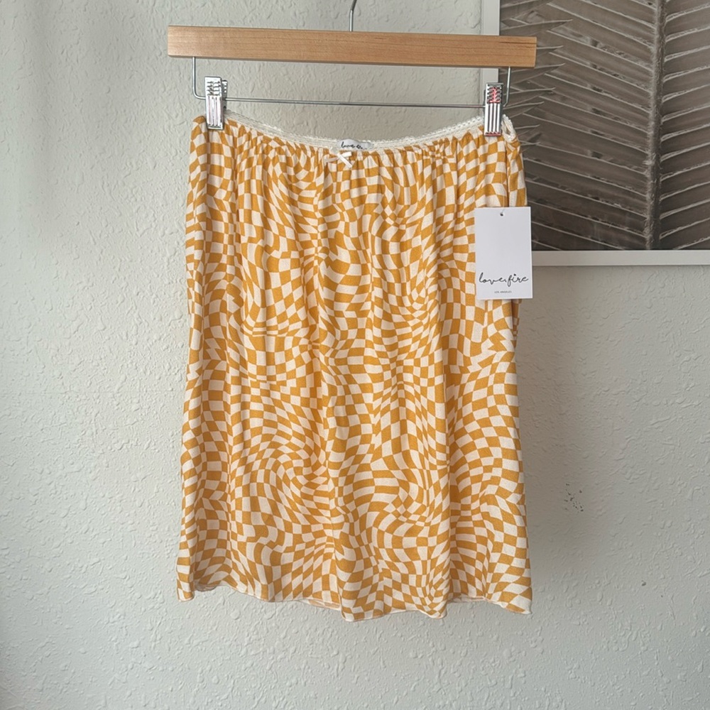 Love, Fire Women's Yellow and Cream Skirt NWT